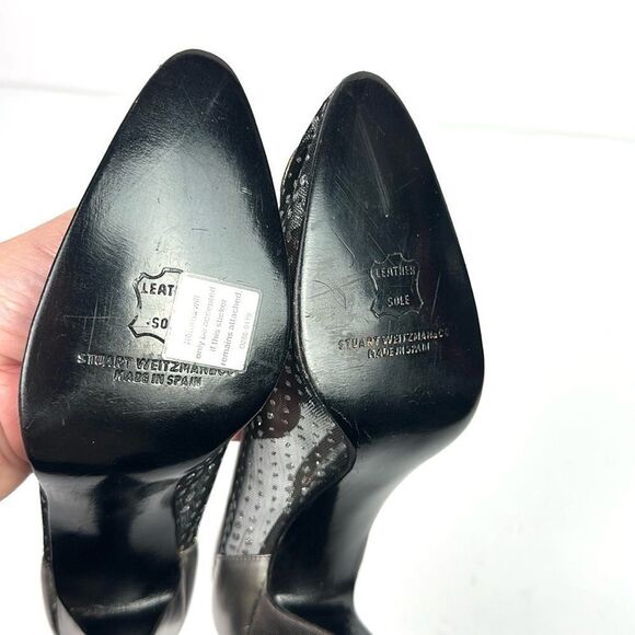 Stuart Weitzman for Neiman Marcus Vintage Sheer Silver Pumps Heels US 7,5 - Picture 13 of 16